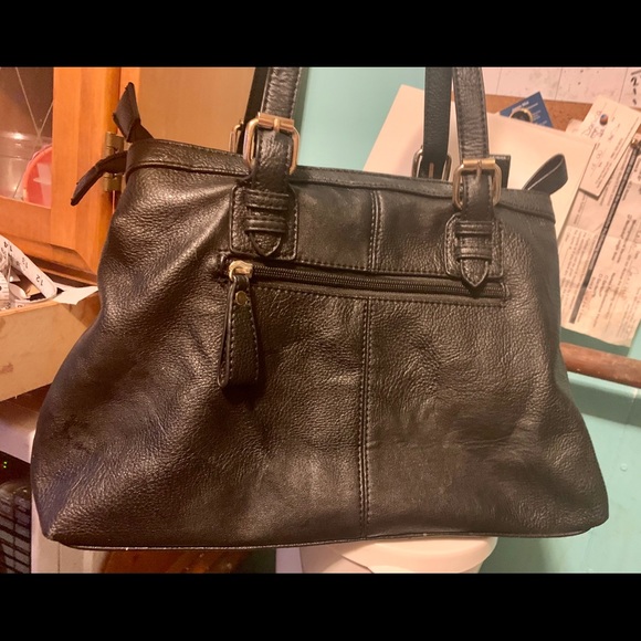 Chenson Black 3 Section Purse Pretty Floral Lining - Picture 2 of 7